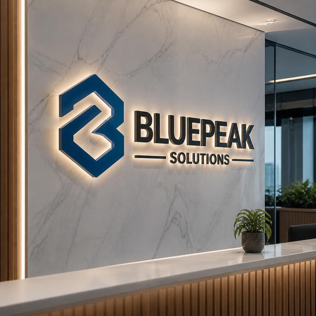 Layered Acrylic Reception — signage project by Adwaa Sign Center Dubai